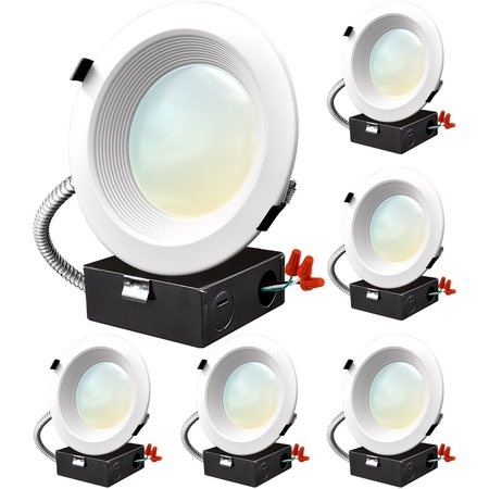 LUXRITE 6 Inch Commercial LED Recessed Downlight 3 CCT Selectable 12/16/20W 1140/1520/1900LM Dimmable 6-Pack LR23951-6PK